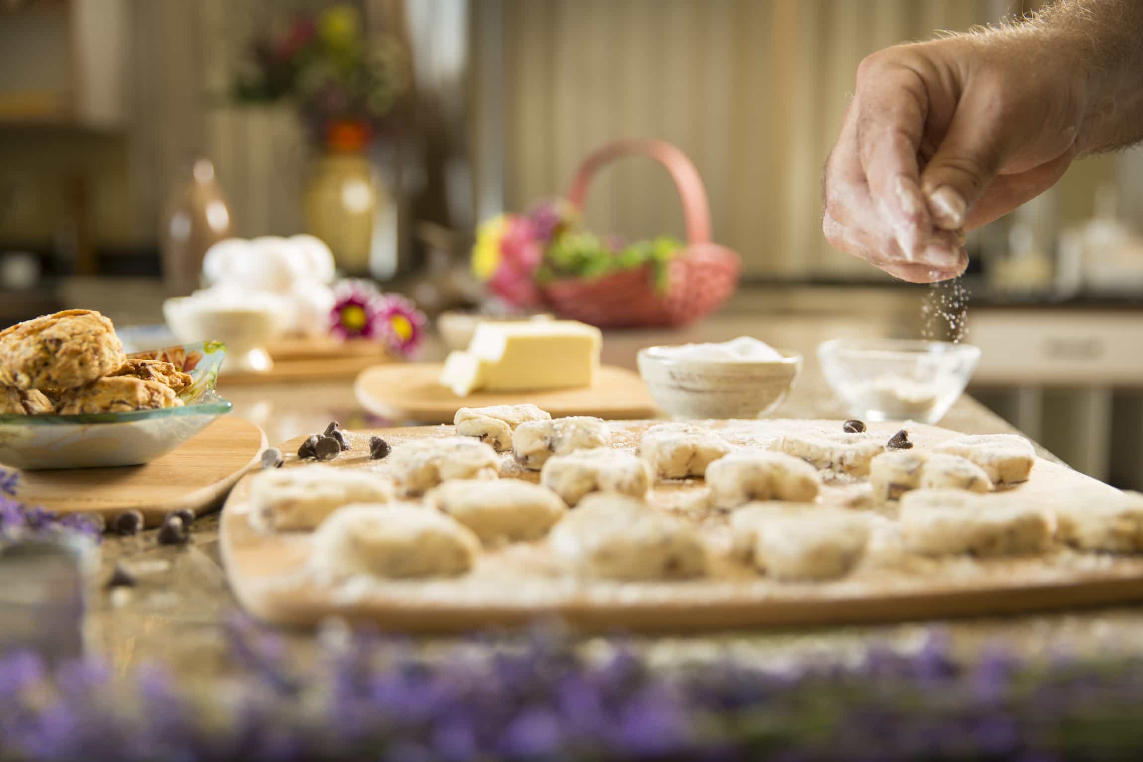 The chef at Country Willows Inn & Estate in Ashland, Oregon prepares scratch-made scones for breakfast 